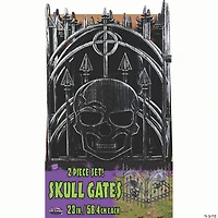 23" Silver Skull Face Gates Set of 2 Halloween Decoration