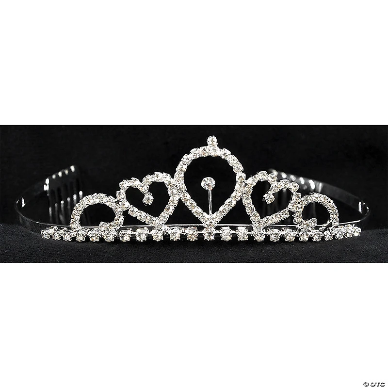 Kids Clear Rhinestone Single Point Tiara with Hearts