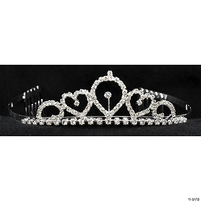 Kids Clear Rhinestone Single Point Tiara with Hearts
