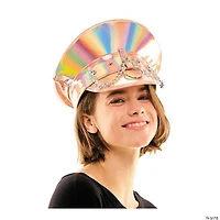 Adults Pink Iridescent Captain Hat with Silver Chains