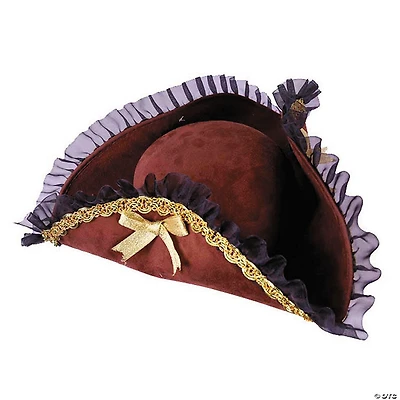 Adults Brown Pirate Hat with Gold Trim