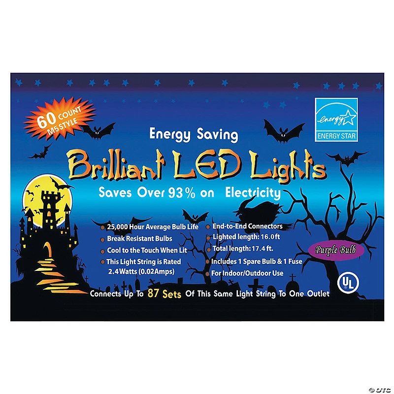 LED 60 Count Purple Party Lights