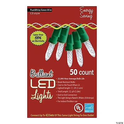 50-Count C3 LED Clear Holiday String Lights