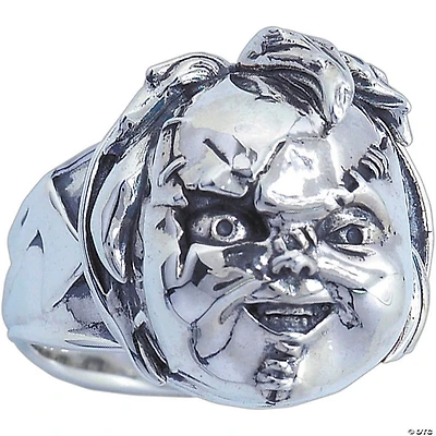 Child’s Play™ Scarred Chucky Face Sterling Silver Ring - Size 12