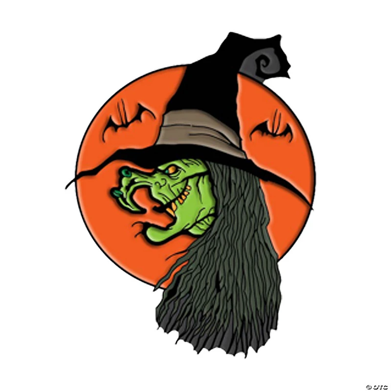 1 1/2" Toxictoons™ Witchy! Green Witch Face Full-Color Enamel Pin