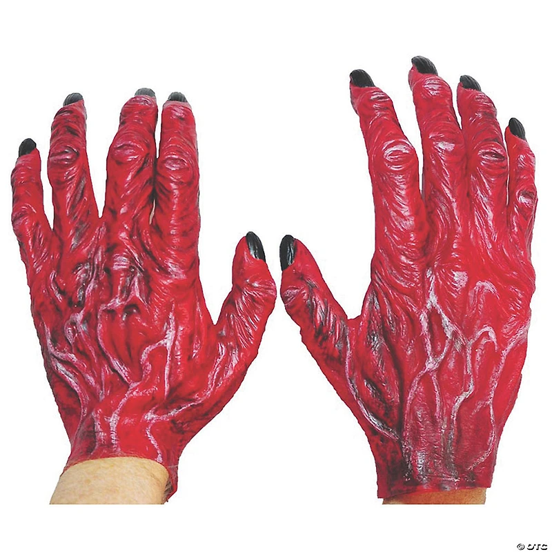Adults Red Latex Devil Hands Costume Accessory