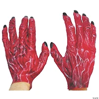 Adults Red Latex Devil Hands Costume Accessory