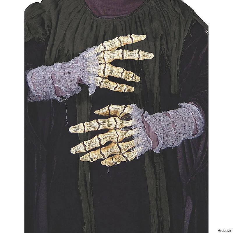 Adults Latex Skeleton Bone Hands With Gauze Costume Accessory