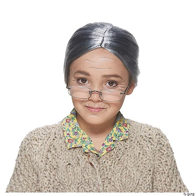 Kids Gray Old Lady Wig