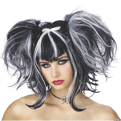 Adults Black & White Long Fairy Wig