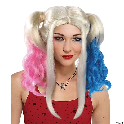 Women's Blonde with Pink & Blue Harley Rules Wig
