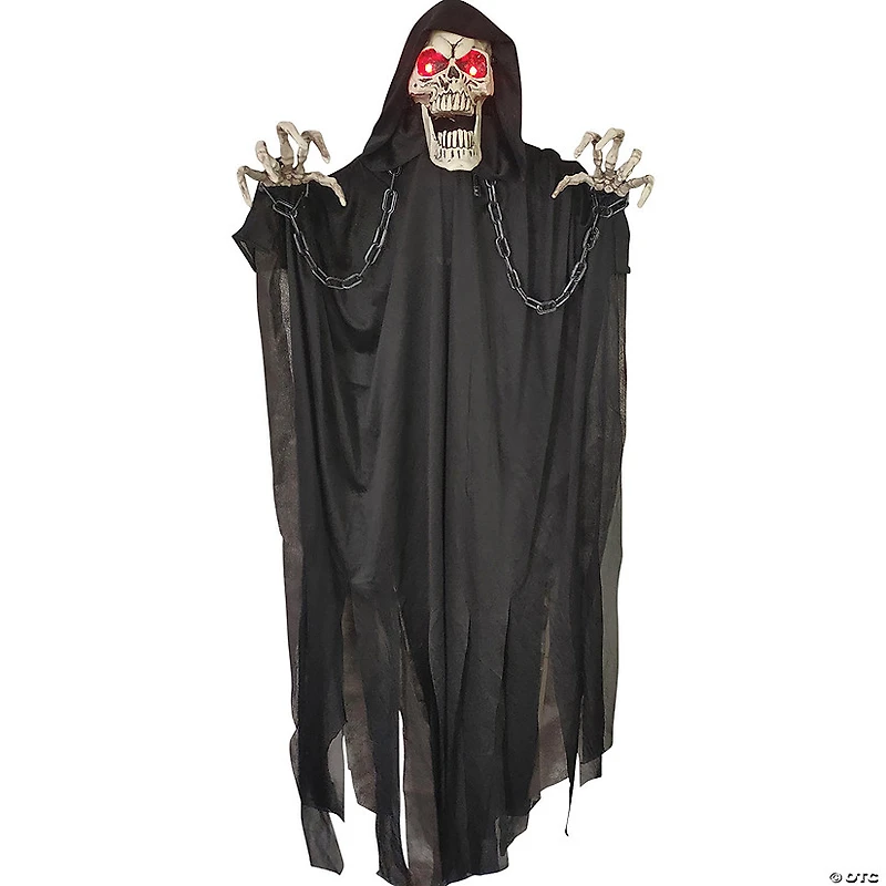 4 Ft. Animated Light-Up Hanging Skeleton Ghost with Chains Decoration