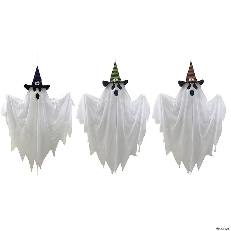 28" Hanging Ghosts with Witch Hat Decoration Set - 3 Pc.