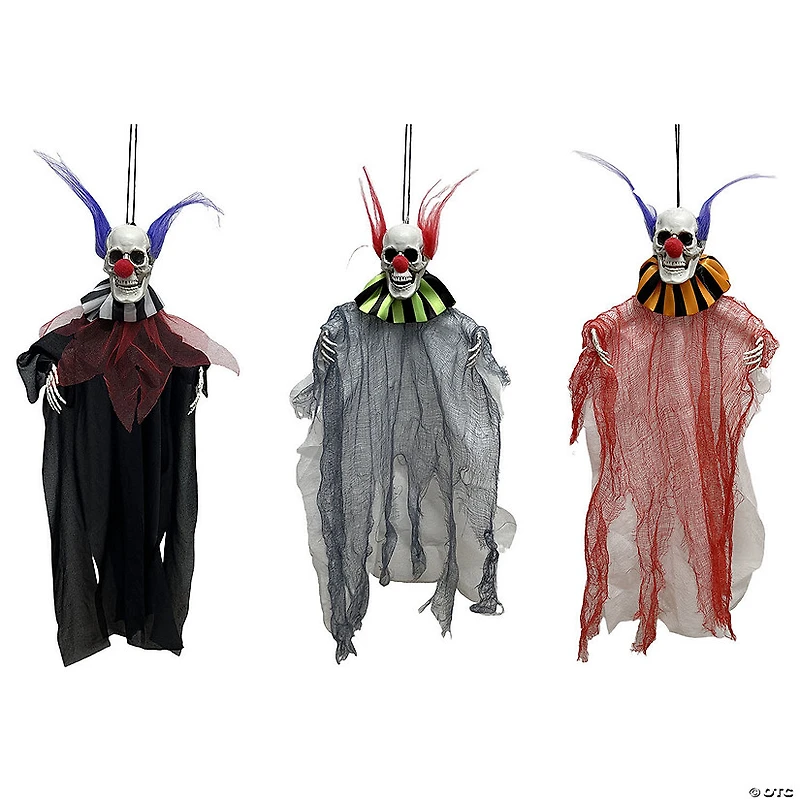 18" Skeleton Clown Hanging Decorations - Set of 3
