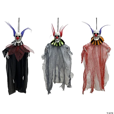 18" Skeleton Clown Hanging Decorations - Set of 3