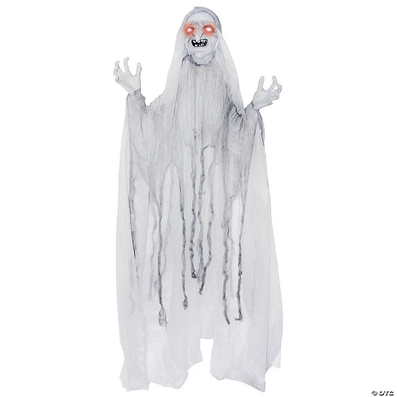 5 Ft. Animated Light-Up Spinning White Witch Halloween Decoration