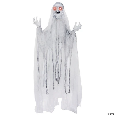 5 Ft. Animated Light-Up Spinning White Witch Halloween Decoration