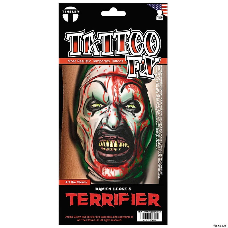 Tinsley Transfers Terrifier 3™ Art the Clown Temporary Tattoo