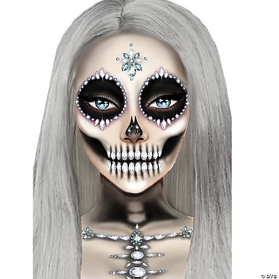 Skeleton Jeweled Face & Chest Sticker