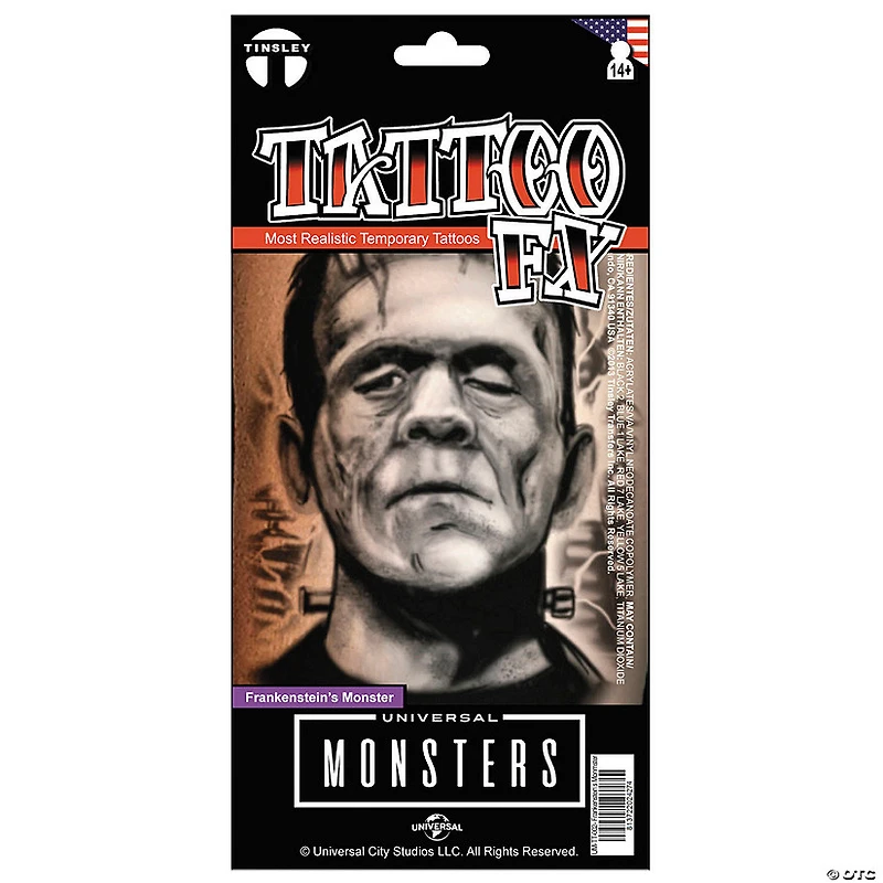 Tinsley Transfers Universal Monsters™ Frankenstein's Monster Temporary Tattoo