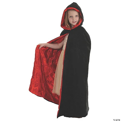 Kids Black/Red Velvet Cape