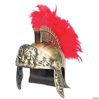 Adults Gold Gladiator Helmet with Lion & Red Plume