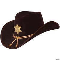 Adults Brown Cowboy Sheriff Hat with Rope Hatband