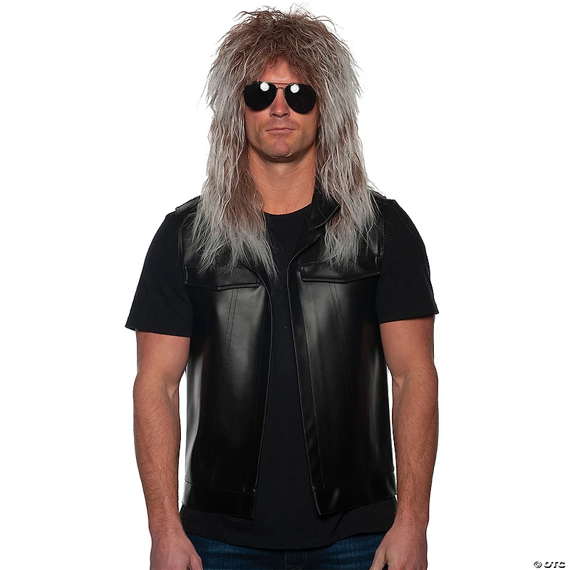 Adults Brown & Grey Rocker Wig