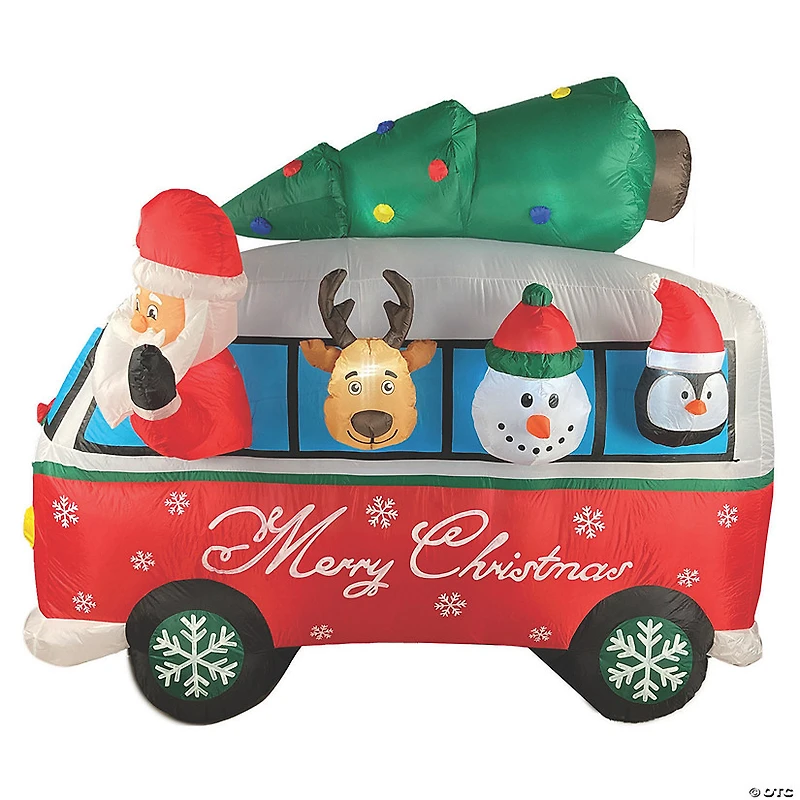 7' Santa Vintage Van  Inflatable Outdoor Yard Decoration