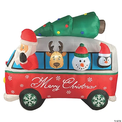 7' Santa Vintage Van  Inflatable Outdoor Yard Decoration