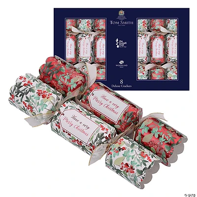 Red & White Traditional Deluxe Christmas Party Crackers - 8 Pc.