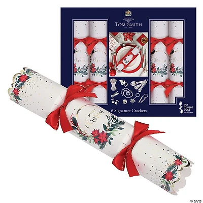 White Traditional Signature Christmas Party Crackers - 6 Pc.