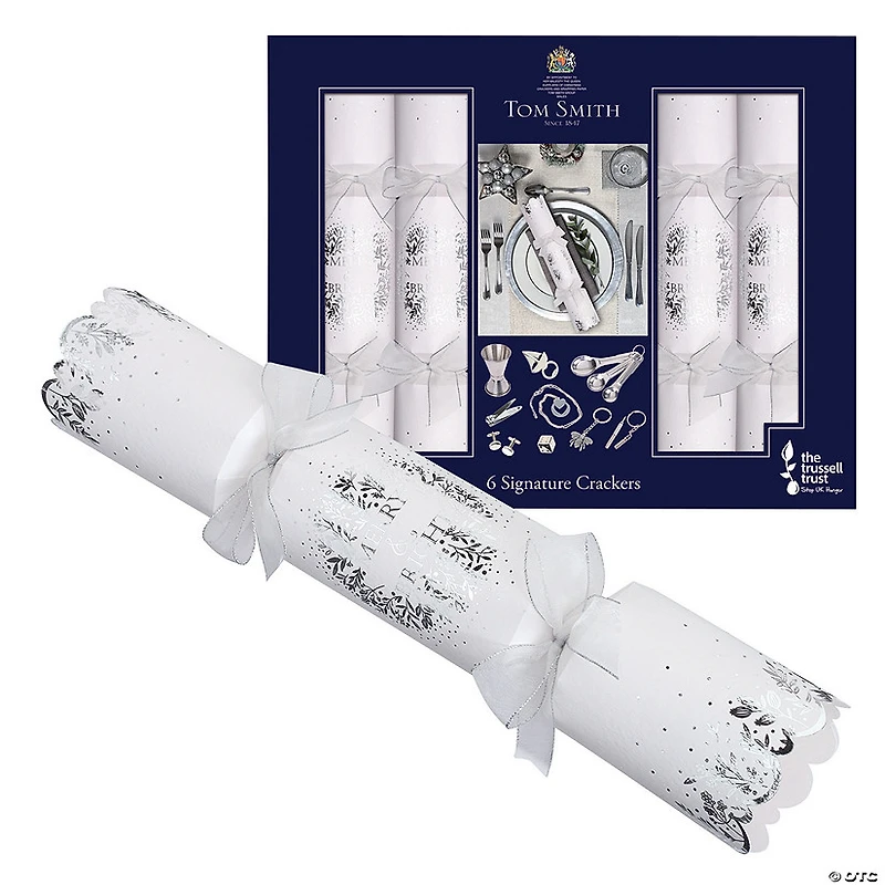 Silver Signature Christmas Party Crackers - 6 Pc.