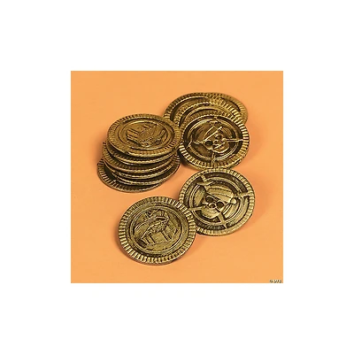 1 1/2" Bulk 144 Pc. Pirate Skull & Crossbones Gold Plastic Coins