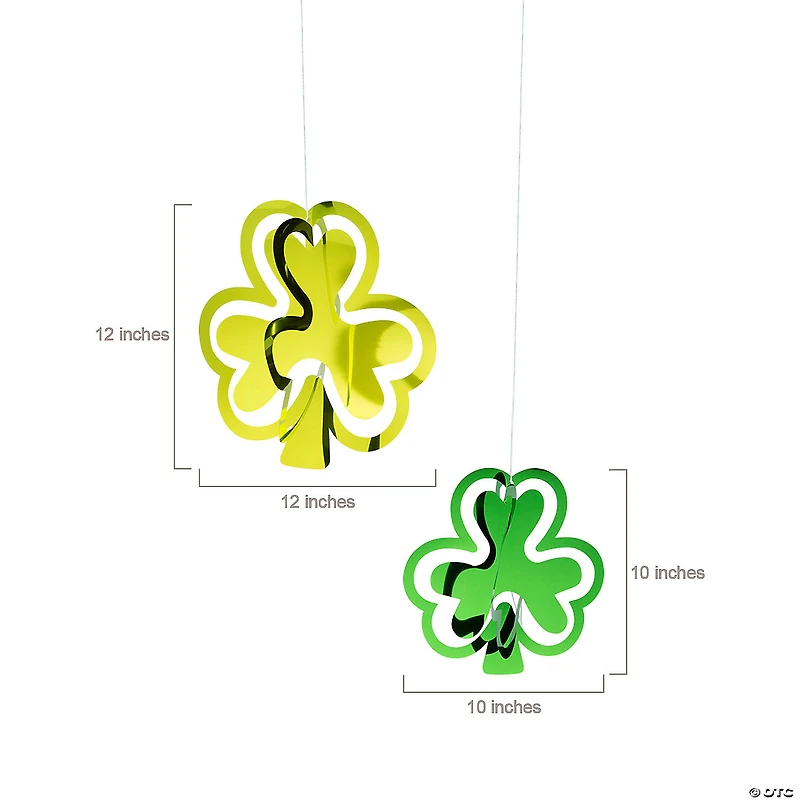 10" - 12" 3D St. Patrick’s Day Hanging Foil Shamrock Ceiling Decorations