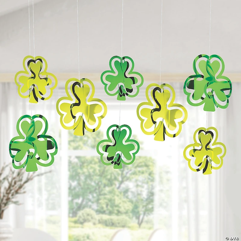 10" - 12" 3D St. Patrick’s Day Hanging Foil Shamrock Ceiling Decorations