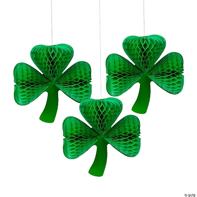 10 3/4" St. Patrick’s Day Hanging Clover Decorations - 3 Pc.