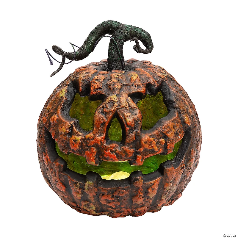 10 3/4" x 12 1/4" Light-Up Talking Rotten Jack-O’-Lantern Foam Halloween Decoration
