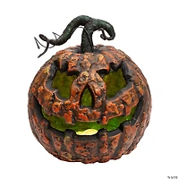 10 3/4" x 12 1/4" Light-Up Talking Rotten Jack-O’-Lantern Foam Halloween Decoration