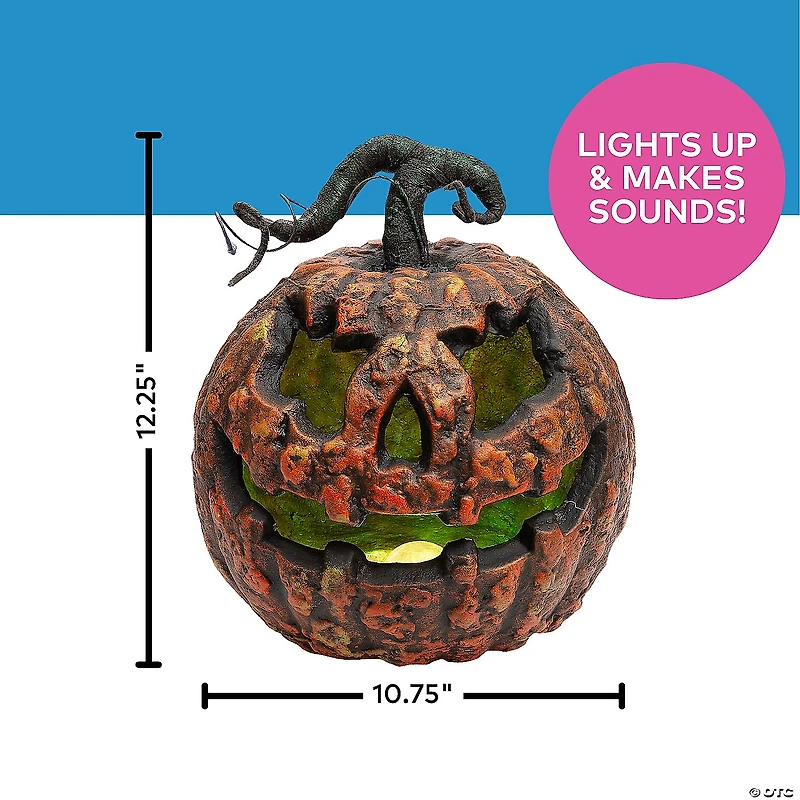 10 3/4" x 12 1/4" Light-Up Talking Rotten Jack-O’-Lantern Foam Halloween Decoration