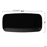 10.6" x 5" Solid Black Flat Raised Edge Rectangular Disposable Plastic Plates (50 Plates)