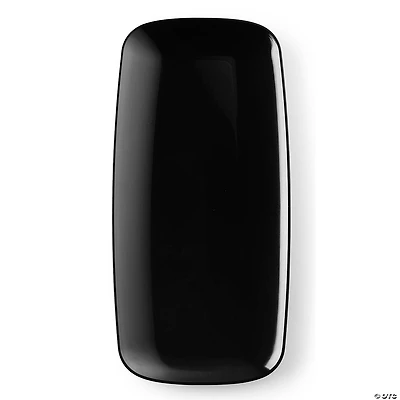 10.6" x 5" Solid Black Flat Raised Edge Rectangular Disposable Plastic Plates (50 Plates)