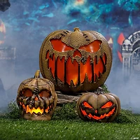 10" Animated Flaming Burlap Pumpkin Halloween Decoration