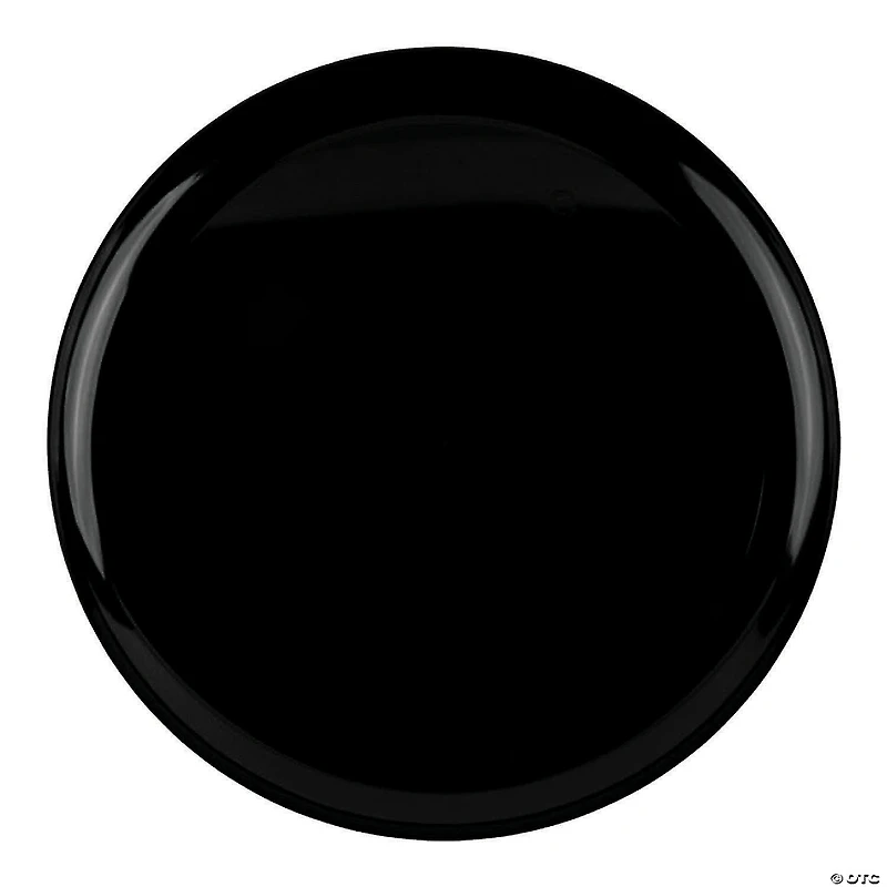 10" Black Flat Round Disposable Plastic Dinner Plates (40 Plates)