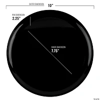 10" Black Flat Round Disposable Plastic Dinner Plates (40 Plates)