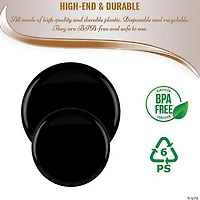 10" Black Flat Round Disposable Plastic Dinner Plates (40 Plates)