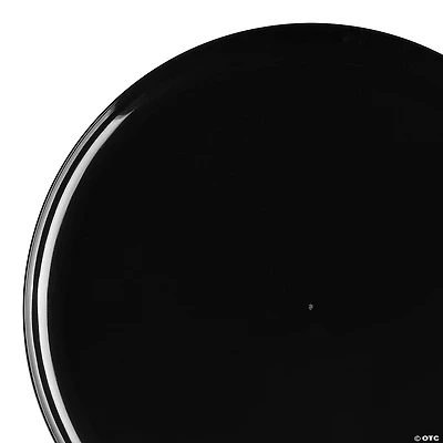 10" Black Flat Round Disposable Plastic Dinner Plates (40 Plates)