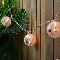 10-Count Black Spider in Web Paper Lantern Halloween Lights  8.5ft White Wire