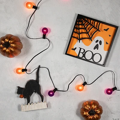10-Count Orange and Purple G40 Globe Halloween Lights  9ft Black Wire
