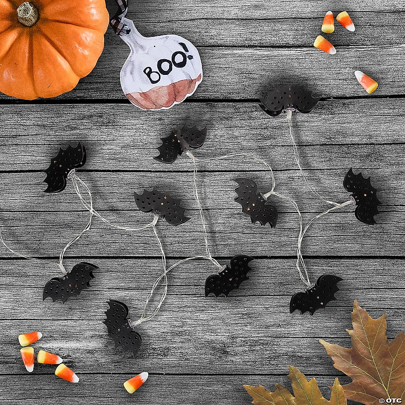 10-Count Warm White LED Halloween Bat Fairy Lights  4.25ft Copper Wire